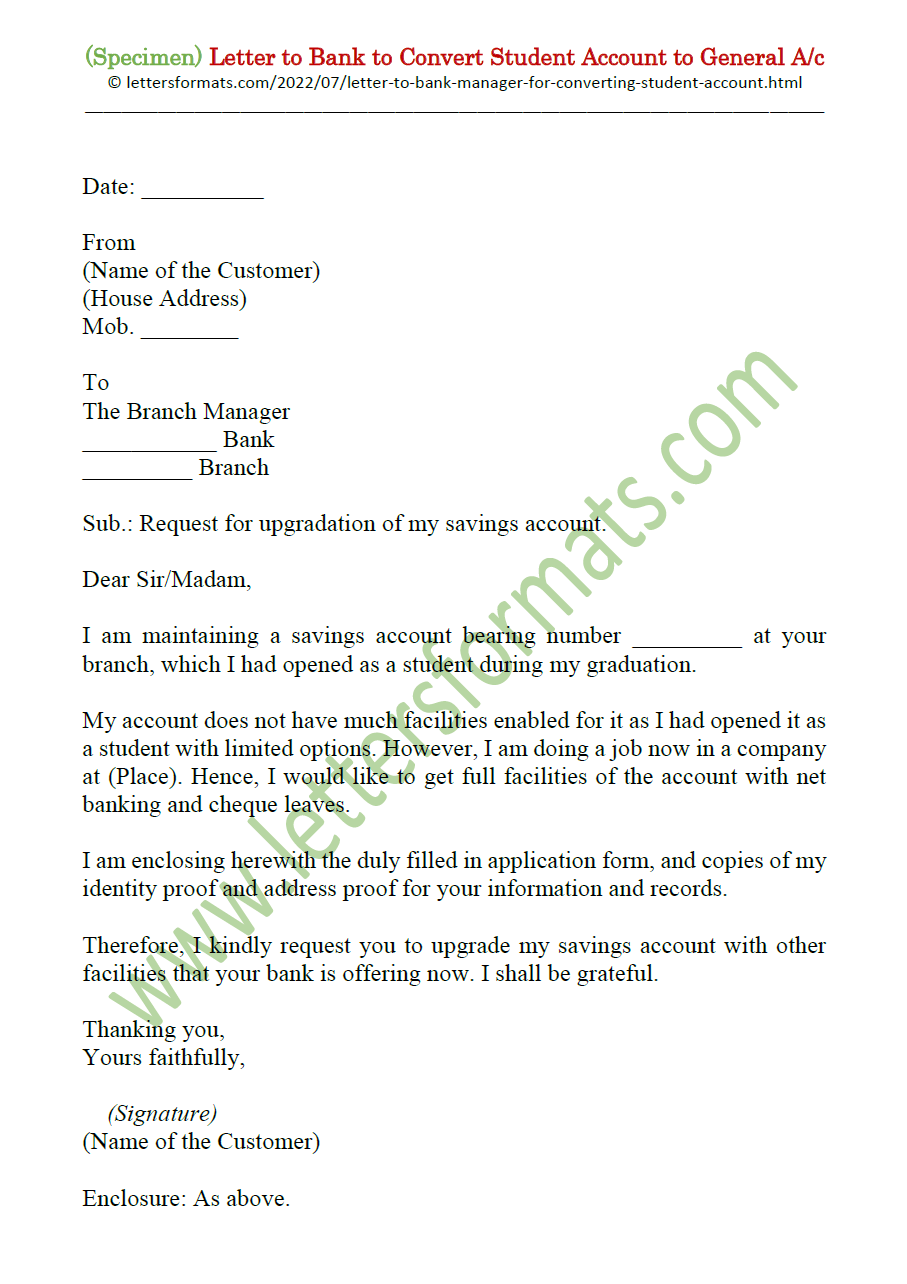 application letter for convert student account to general account